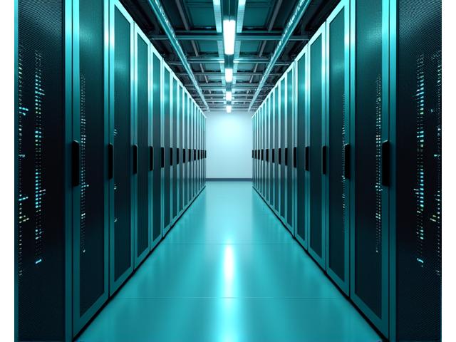 最新のデータセンター内部。冷却システムが効率的に稼働し、サーバーの熱を排出している。