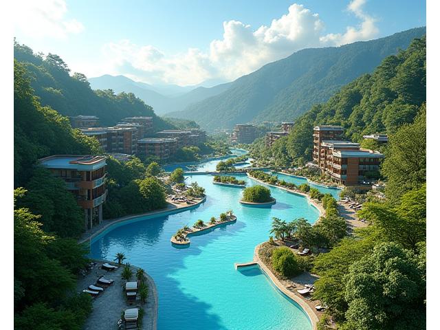 広大な敷地を持つ温泉テーマパークの地熱施設